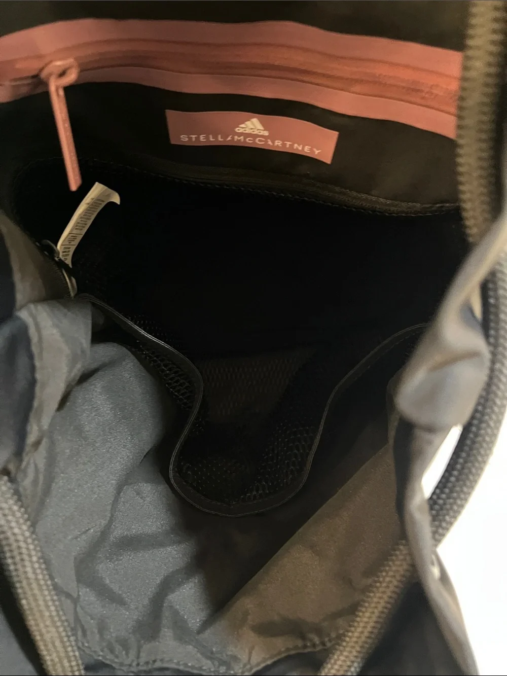 Adidas by Stella McCartney Black Mesh Drawstring Backpack Boxing Gymsack